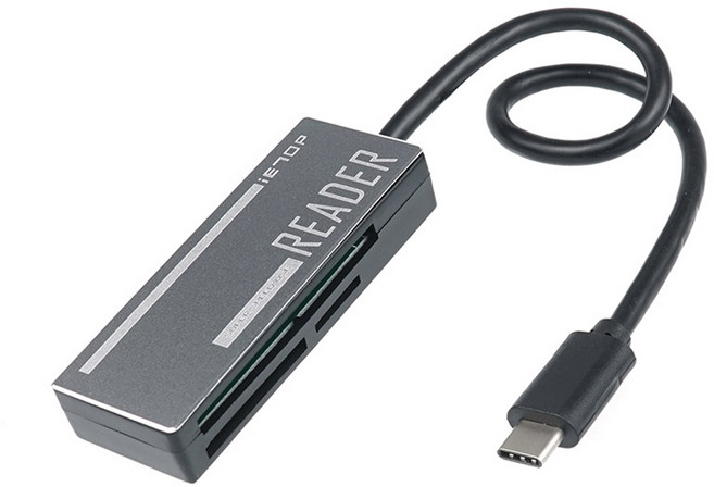 컴스 스마트폰 C타입 카드리더기 CF SD TF 메모리, 블랙, IF838, 1개