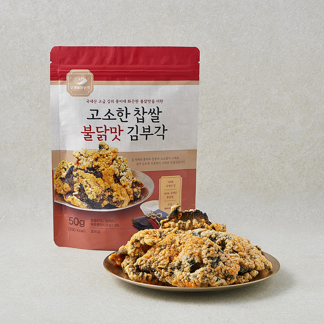 오가네 고소한 찹쌀 불닭맛 김부각, 1개, 50g