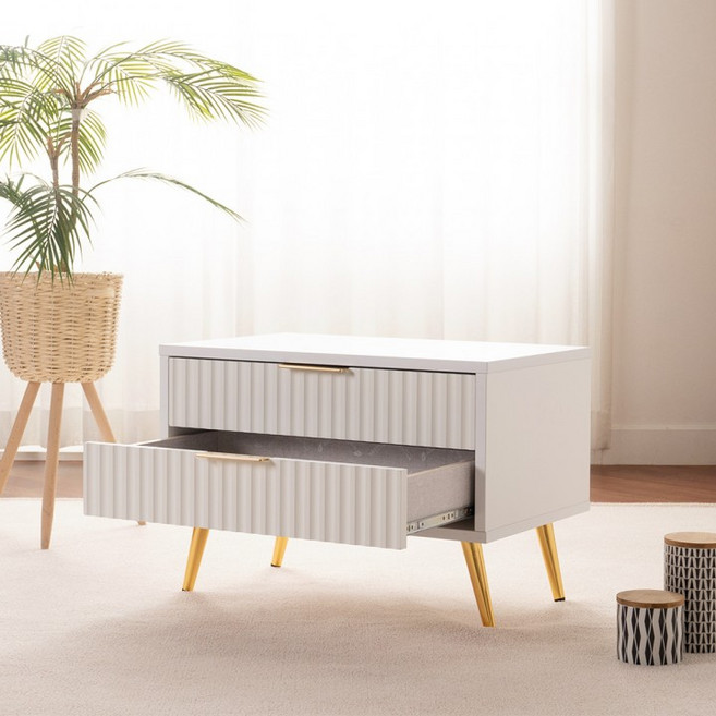 에보니아 블리 2단 협탁, 화이트, 1개