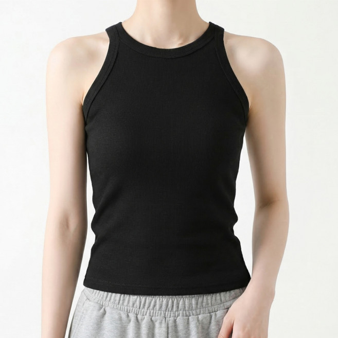 소니오 여성용 골지 탱크하이넥 민소매 나시 롱