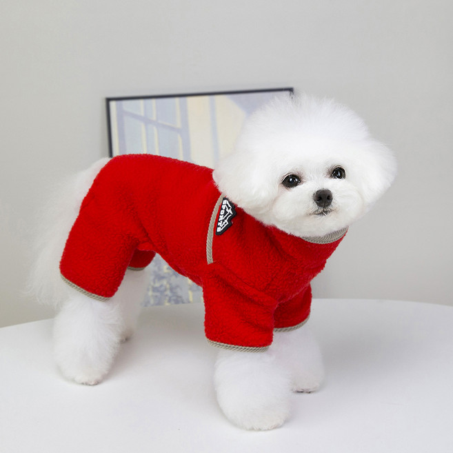 파스텔펫 반려동물 마운틴 플리스 올인원, 레드, 1개