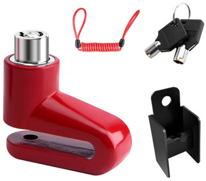 어반카 컴팩트 디스크락 오토바이 자물쇠 도난방지, 레드, 1개