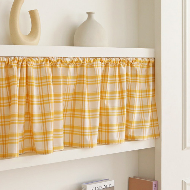 데코토닉 멜로우 옐로우 체크 바란스 커튼