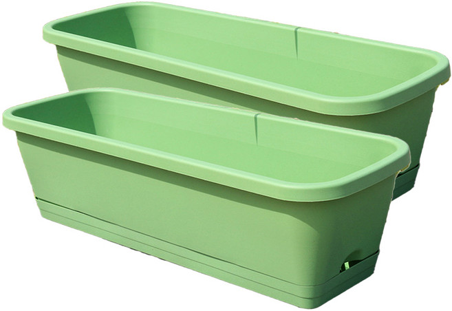 오늘의공감 고급 사각 플라스틱 슬릿 화분, 그린, 2개