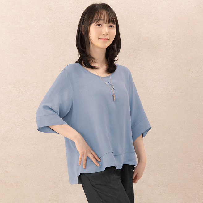 Yeonliji 女款人造絲七分袖上衣 TBLL00
