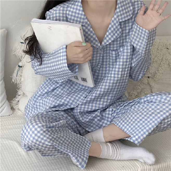 女性春秋長袖+長褲睡衣套裝 Vio0008