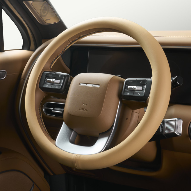 벤딕트 자동차 숨쉬는 타공 원형 핸들커버 무타공, 새들브라운