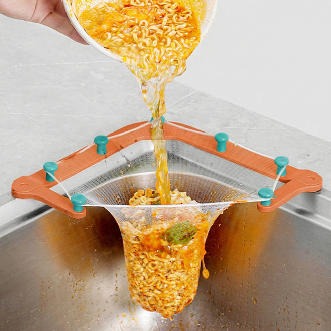 마메 싱크대 음식물 거치대 오렌지 + 거름망 50p 세트, 1세트