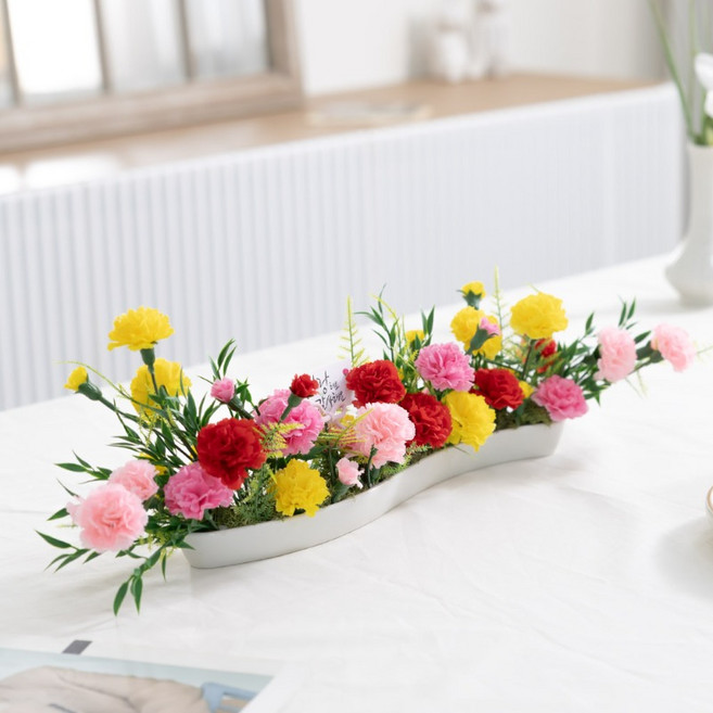 플라워트리 카네이션 한가득 테이블 센터피스 50 x 16 cm, 혼합색상, 1개