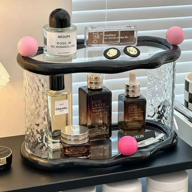 조인메이드 화장품 정리대, 블랙 + 핑크볼, 1개