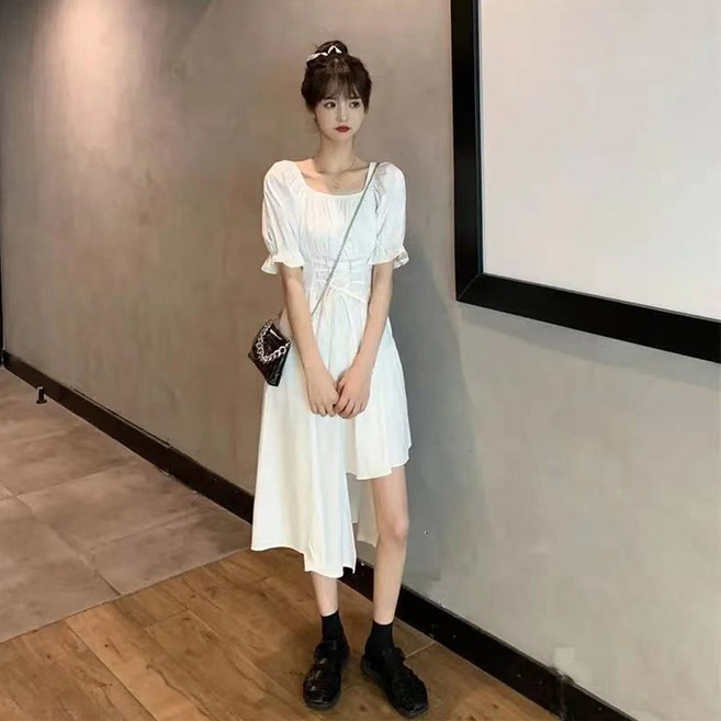 Elsso 袖子不對稱連身裙, 白色