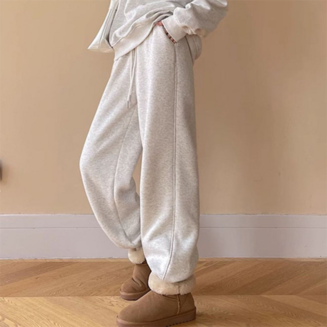 더플로우커머스 여성용 코지 무드 멀티 시즌 스웨트 융털 조거팬츠