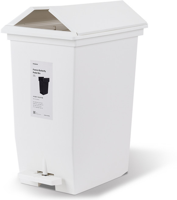 프랑코홈 버터플라이 페달 휴지통 22L, 화이트
