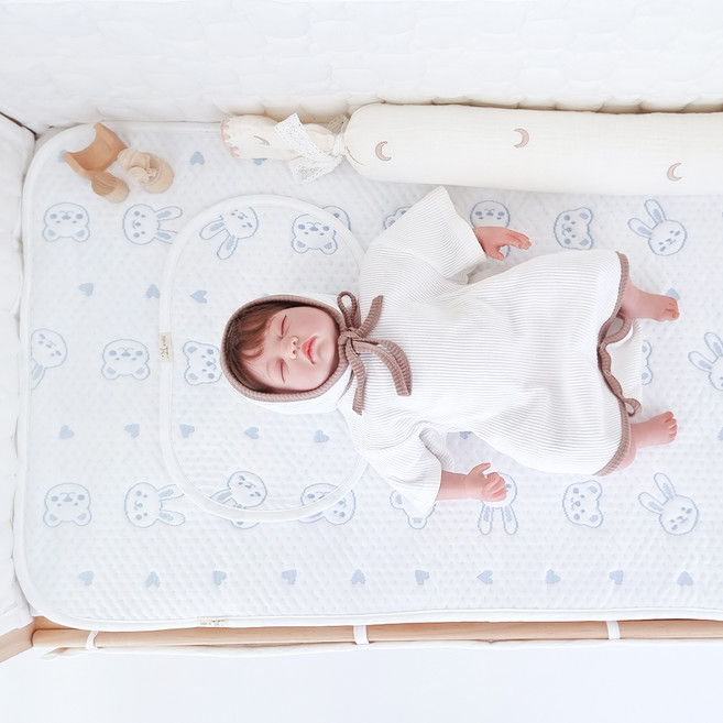 아이레빗 유아용 아이스론 양면 쿨매트 리안드림콧 호환, 블루토끼, 1개