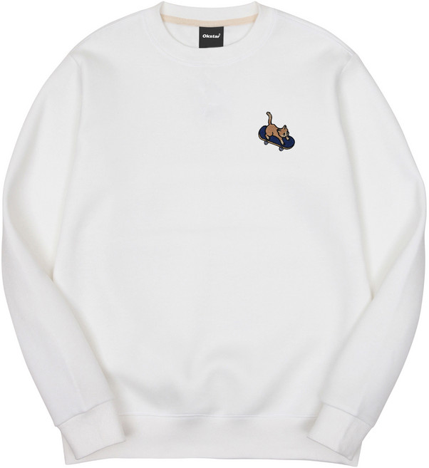 옥스타 남녀공용 보드냥 자수 특양면 맨투맨 3SSP002