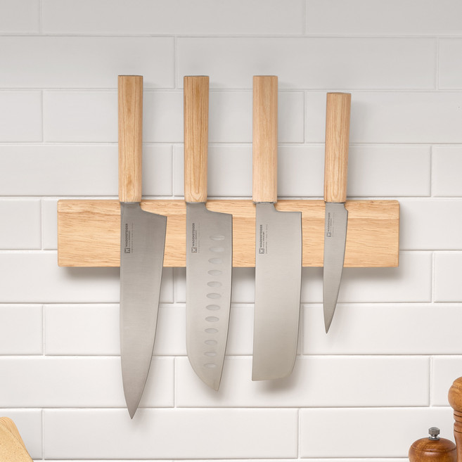 WAGENSTEIGER 磁吸式巴肯木製刀架, 白色白蠟木原木, 1個