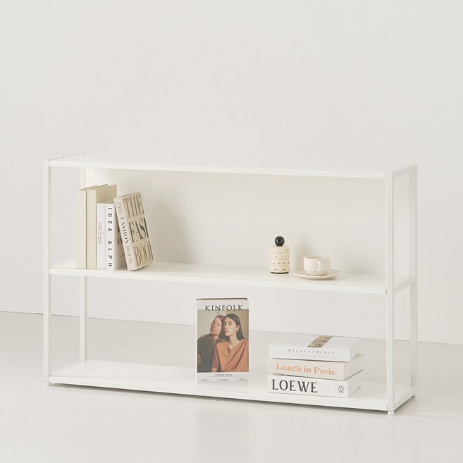 하모벨 티체 스틸 선반 책장, 화이트 + 화이트, 2단
