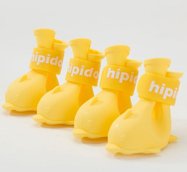 댕댕펫 애견 돌고래 방수 부츠 4p, 옐로우, 1개