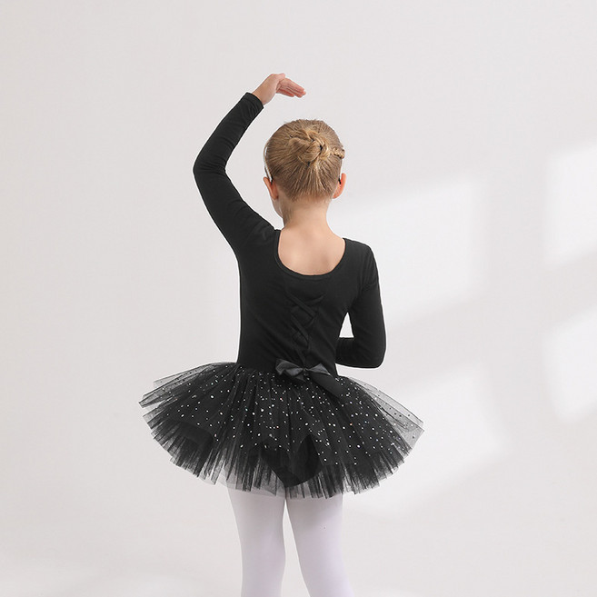 베베니즈 여아용 리본 레오타드 반짝튜튜 긴팔 발레복