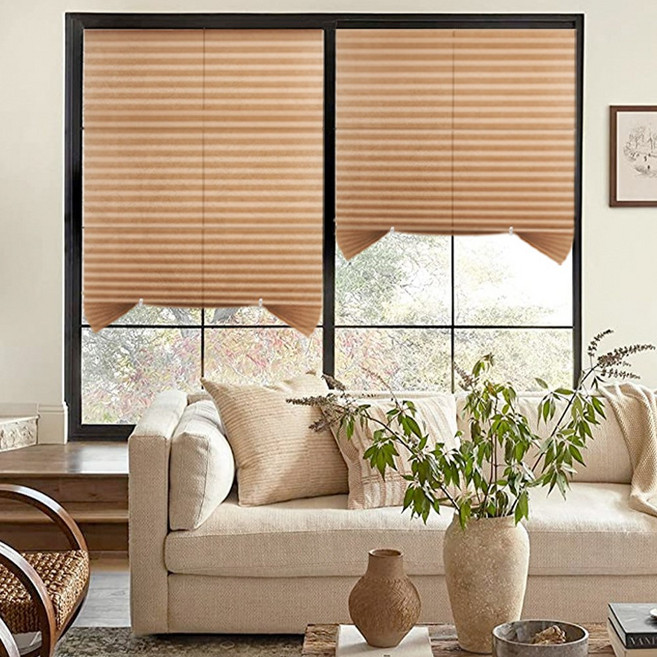 Lano Home 人人皆可安裝的免打孔自黏式百葉窗, 半遮光咖啡色