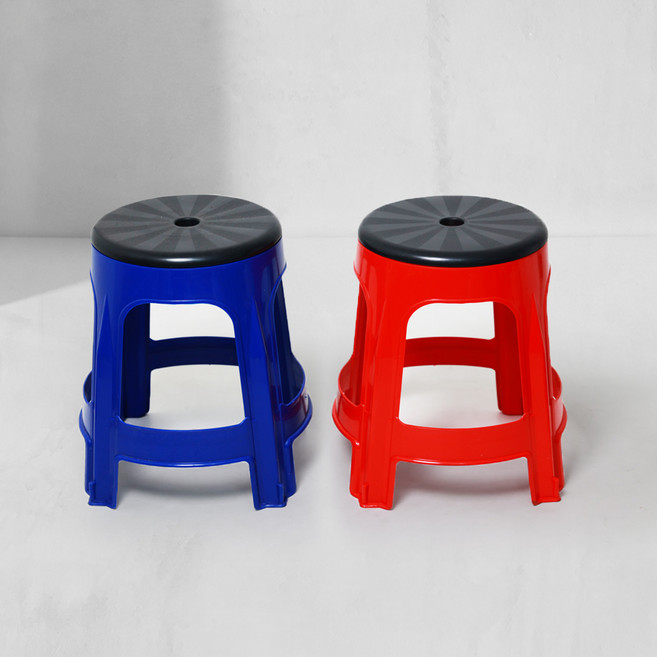 KSY 플라스틱 간이 회전 의자 2종, 블루 + 레드, 2개