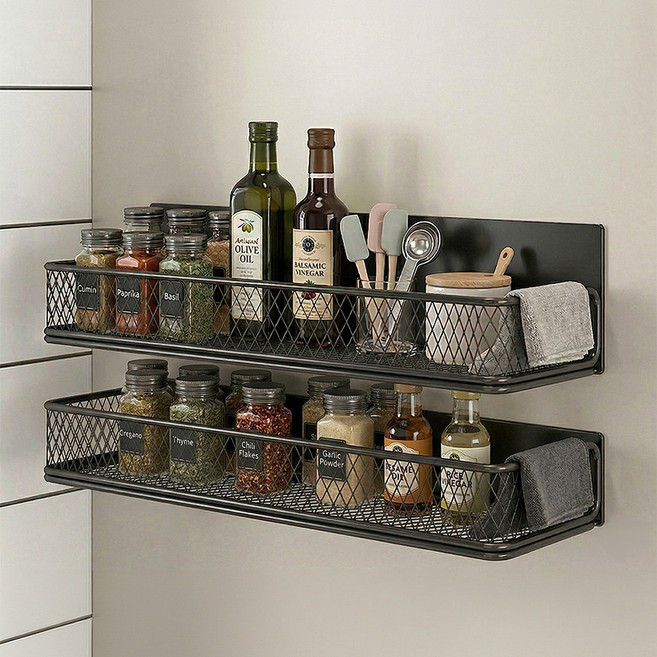 다퍼남 냉장고 자석 다용도 선반 낮은가드, 블랙, 2개