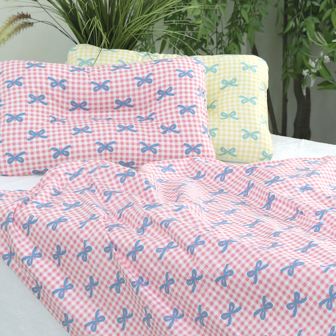 제이유니 극세사 블랭킷 + 베개 세트, 보니 핑크