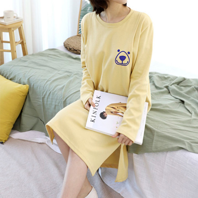 T 긴 베어 수유 임산부 원피스