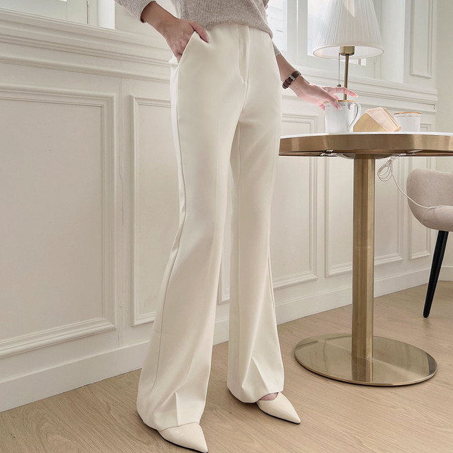 플랜데이 여성용 숏/미디움/롱 기장 투니 슬림 부츠컷 슬랙스