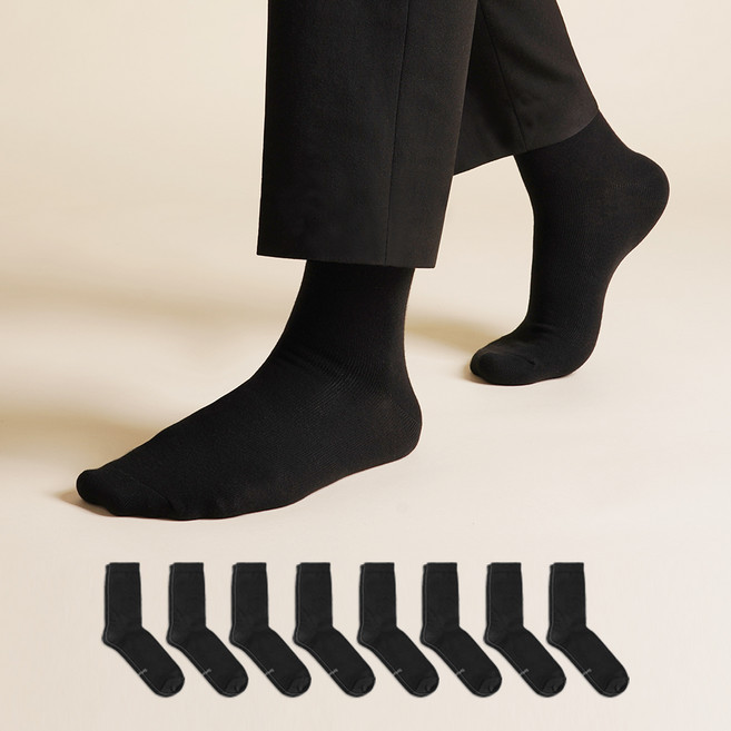 삭피엔스 남성용 데오프리 톡톡한 무지 장목 발냄새 소취 신사 양말 8켤레 42g