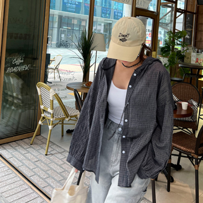 NANING9 女款 Jeals 連帽寬鬆版襯衫