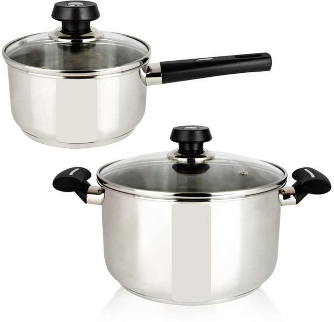 리빙글로리 인덕션 모던 3중바닥 냄비 세트 2종, 스텐, 편수 16cm + 양수 20cm, 1개
