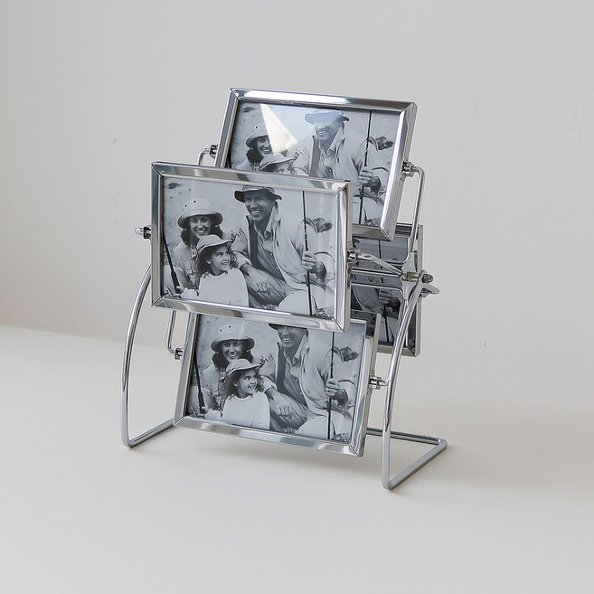 빌레뜨 4 x 6 탁상용 회전 사진 액자, 1개, 실버