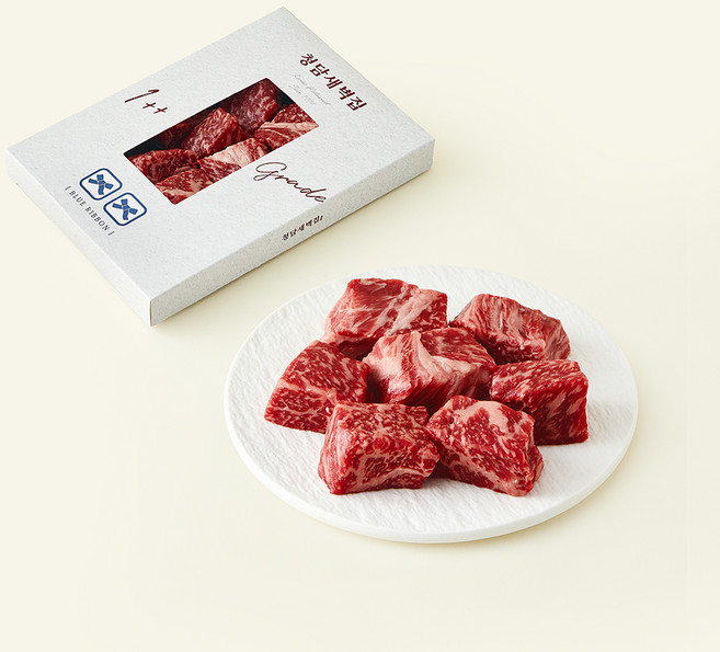 청담새벽집 한우 1++등급 (9) 큐브등심 (냉장), 1개, 150g