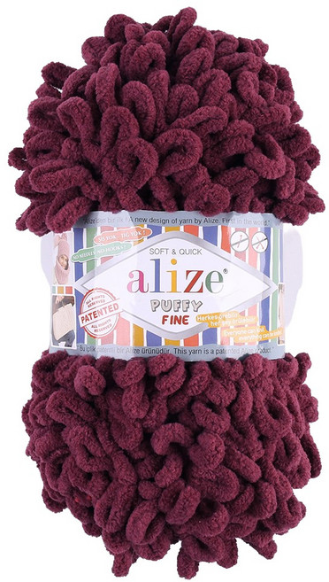 alize 핑거니팅 퍼피파인 뜨개실, 956 레드빈, 1개