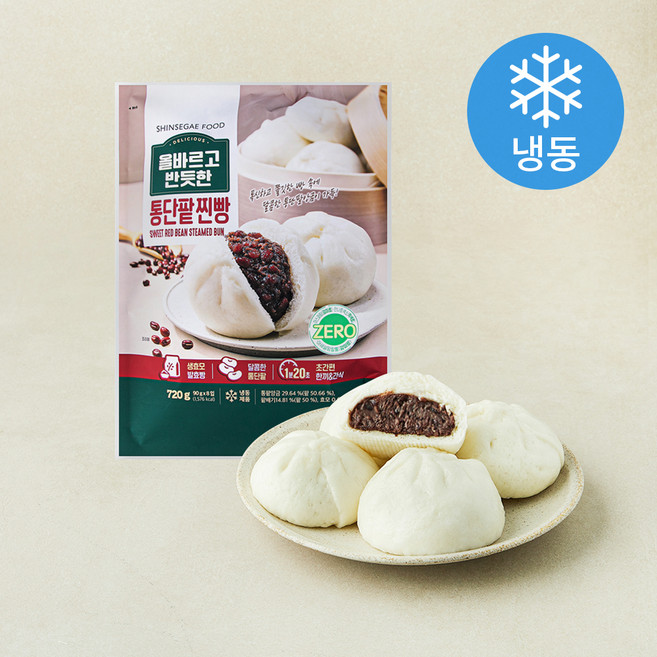 올바르고반듯한 통단팥 찐빵 (냉동), 90g, 1개, 8개입