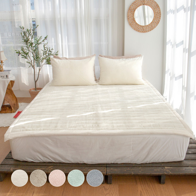 yesbedding 韓國製造 雪花 Premium 10mm 拉舍爾超細纖維床墊, 自然象牙白
