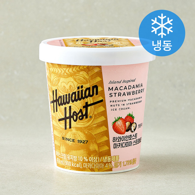 하와이안호스트 마카다미아 스트로베리 파인트 (냉동), 1개, 1개입, 474ml