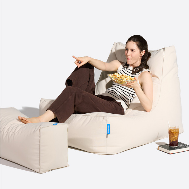 폴리몰리 1인용 대형 빈백 거실 야외 소파, 607P 크림 베이지 (풋스툴 별매)