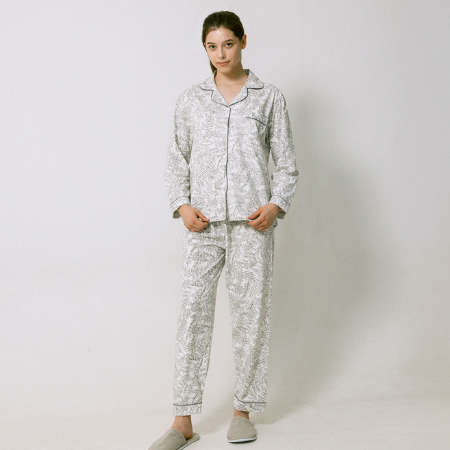 안나앤코 여성용 빈티지리프 긴팔 파자마 상하의 세트