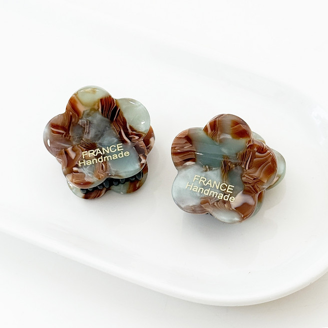 걸핀스 마블링 꽃 셀룰로오스 포인트 집게핀 2p 세트 1583