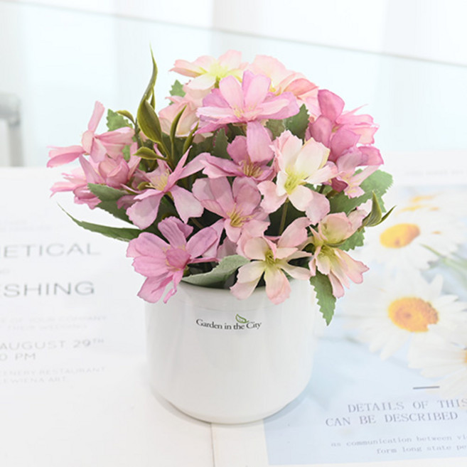 도시정원 체리 데이지 조화 소품, 핑크, 1개