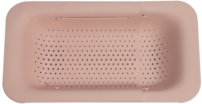 길이조절 싱크대 식기 건조대 다용도 바구니, 1단, 핑크, 1개