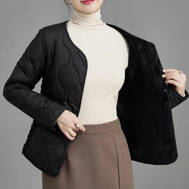 女款內刷毛輕量保暖絎縫外套
