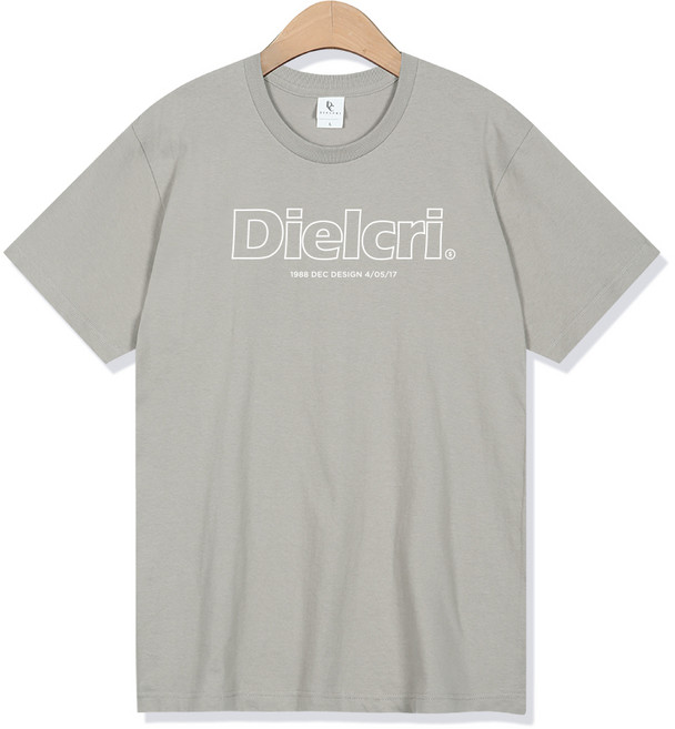 DLCRE Stroke Logo 17支透氣短袖T恤, 米灰色