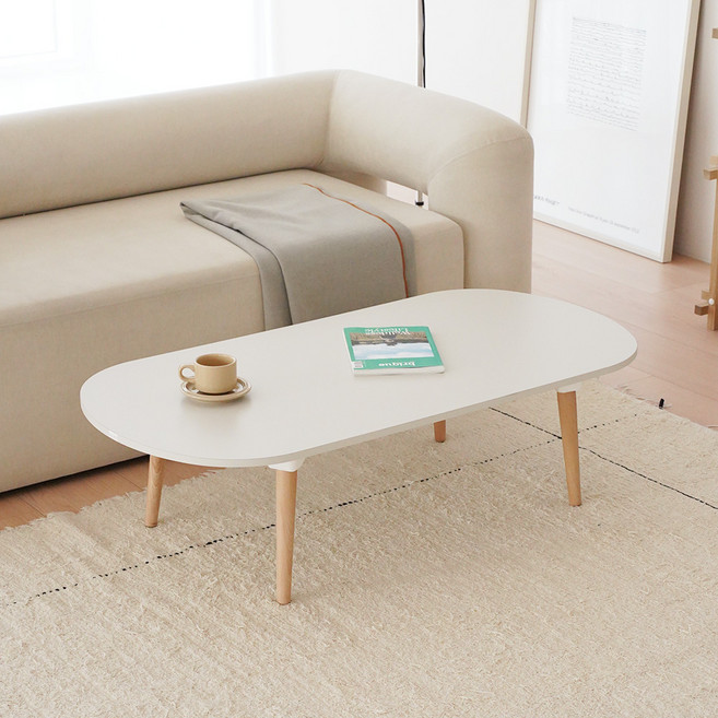 레몬트리 국내제조 E0 LPM 우드 접이식 타원형 1200 테이블, 실버 그레이