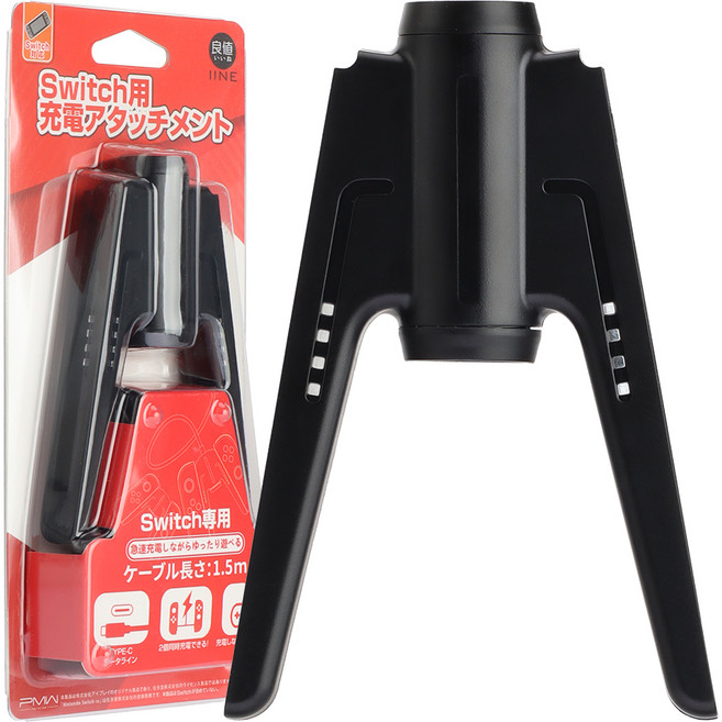 이이네 호후 닌텐도 스위치 OLED 조이콘 충전 그립 컨트롤러, 블랙, 1개