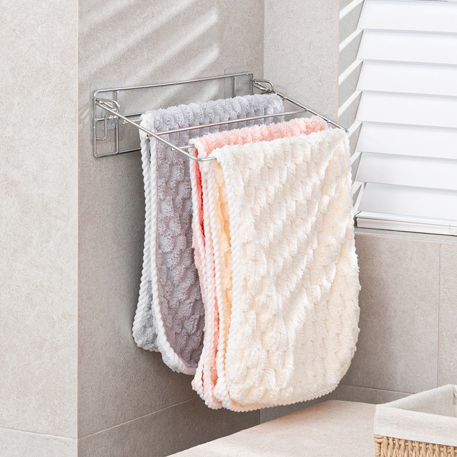 스파이더락 무타공 심플 접착식 다용도 접이식 건조대, 실버