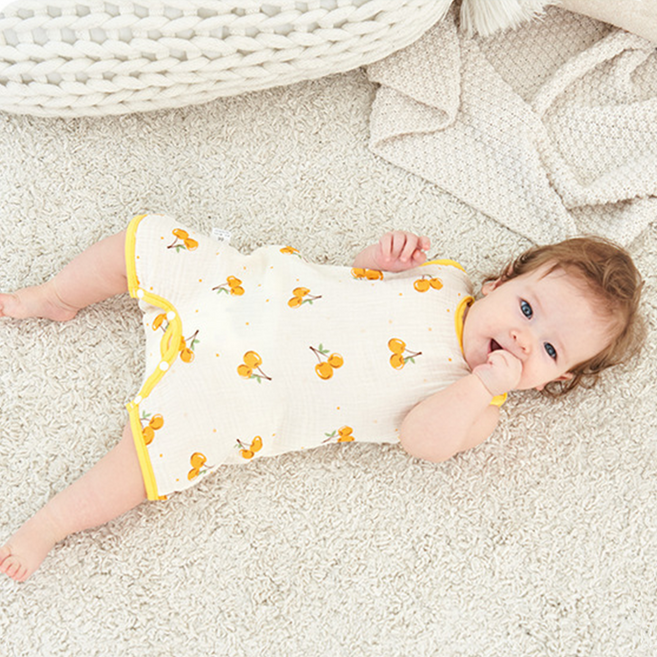 Bebeniz 柔軟純棉紗布透氣無袖連身衣