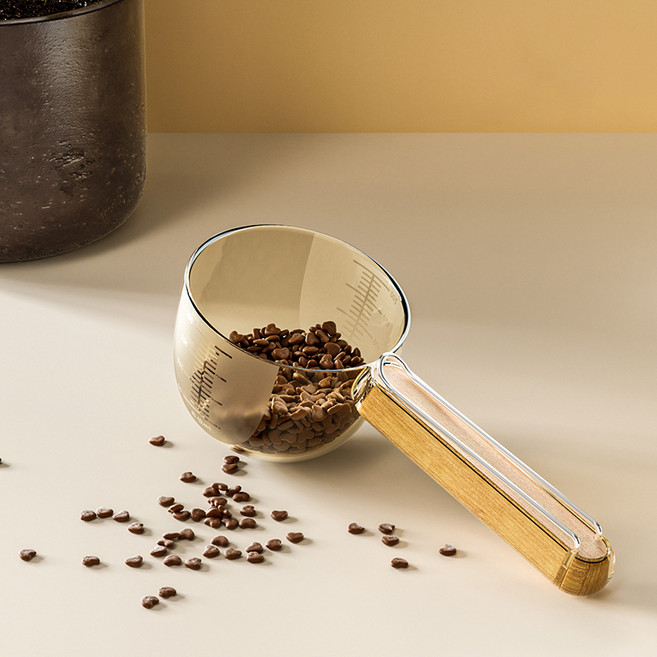 파스텔펫 반려동물 클리어 클립 사료 스푼, 베이지, 1개